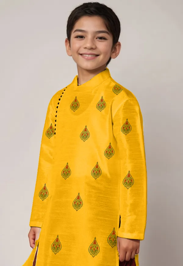 Boys__Cotton_Printed_Beige_Kurta