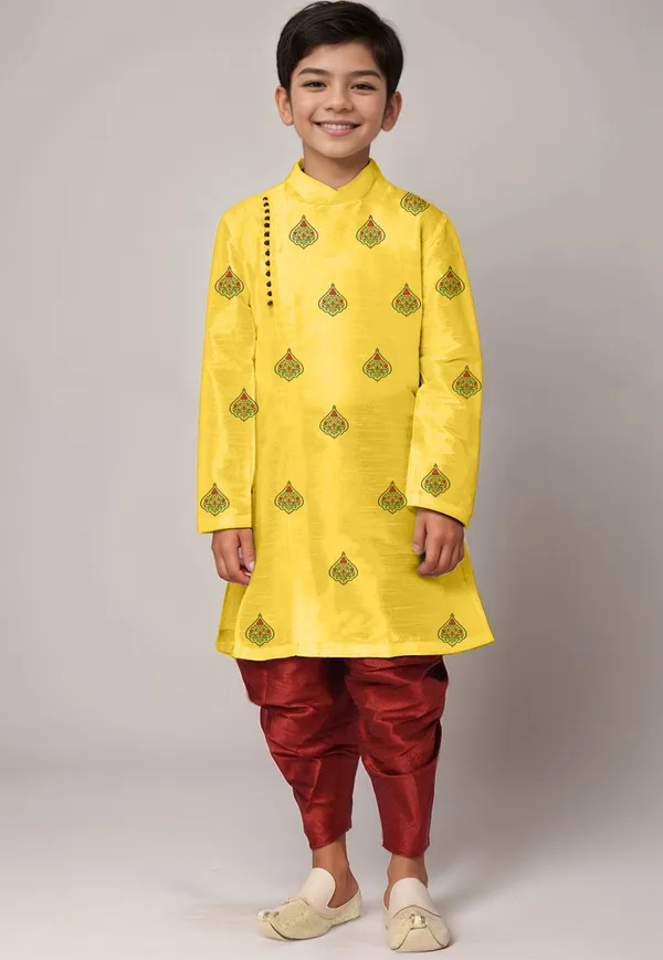 Boys__Cotton_Printed_Beige_Kurta