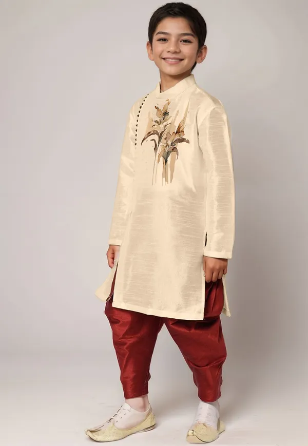 Boys__Cotton_Printed_Beige_Kurta
