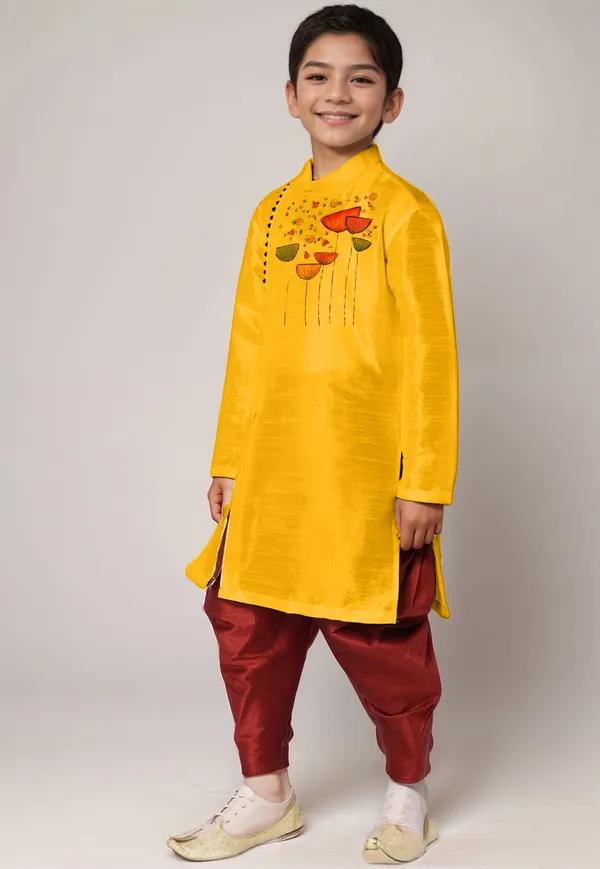 Boys__Cotton_Printed_Yellow_Kurta