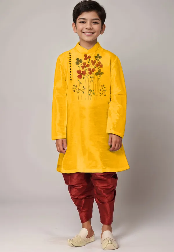 Boys__Cotton_Printed_Yellow_Kurta