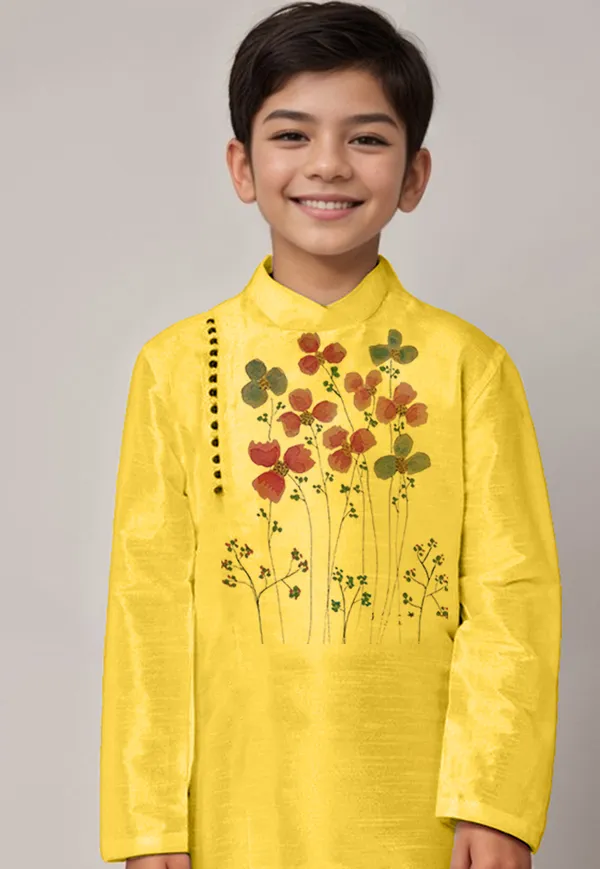 Boys__Cotton_Printed_Beige_Kurta