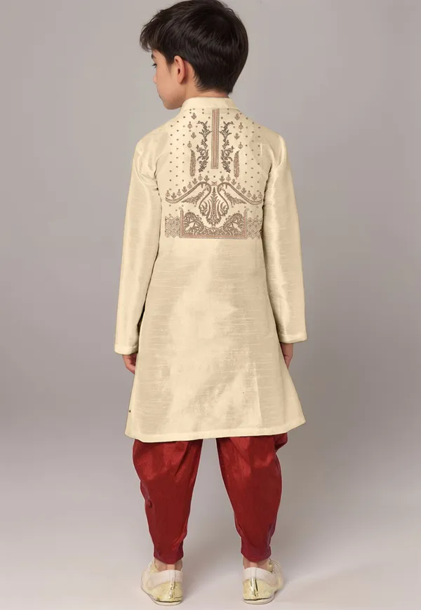 Boys_CottonPrinted_Beige_Kurta