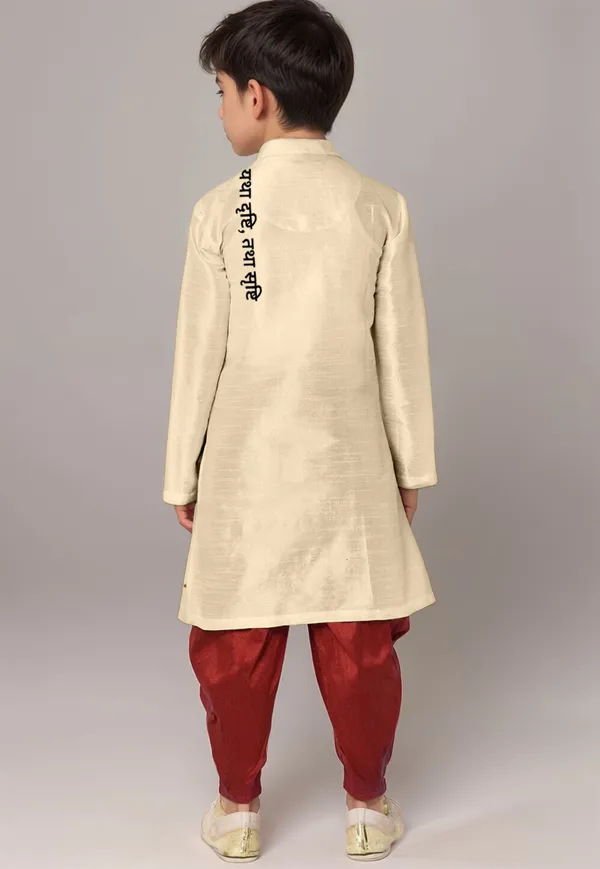 Boys_CottonPrinted_Beige_Kurta