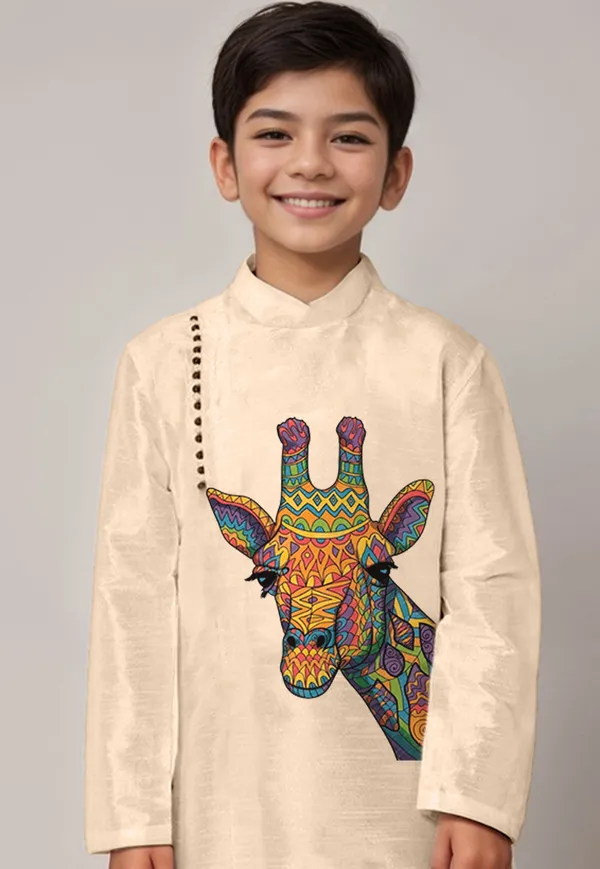 Boys_CottonPrinted_Yellow_Kurta