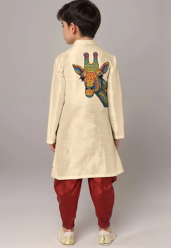 Boys_CottonPrinted_Yellow_Kurta