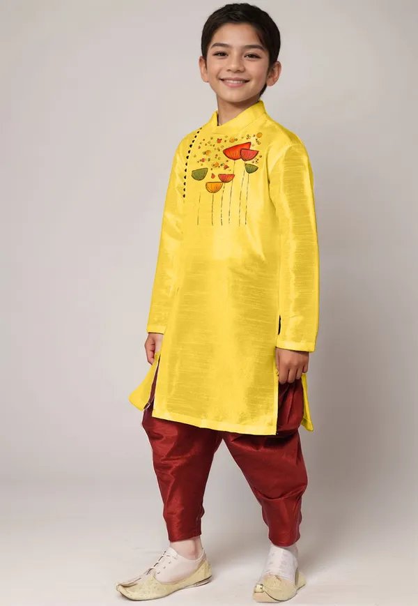 Boys_CottonPrinted_Beige_Kurta