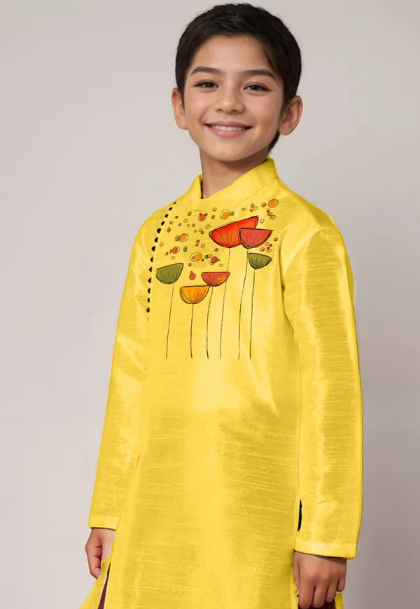 Boys_CottonPrinted_Beige_Kurta