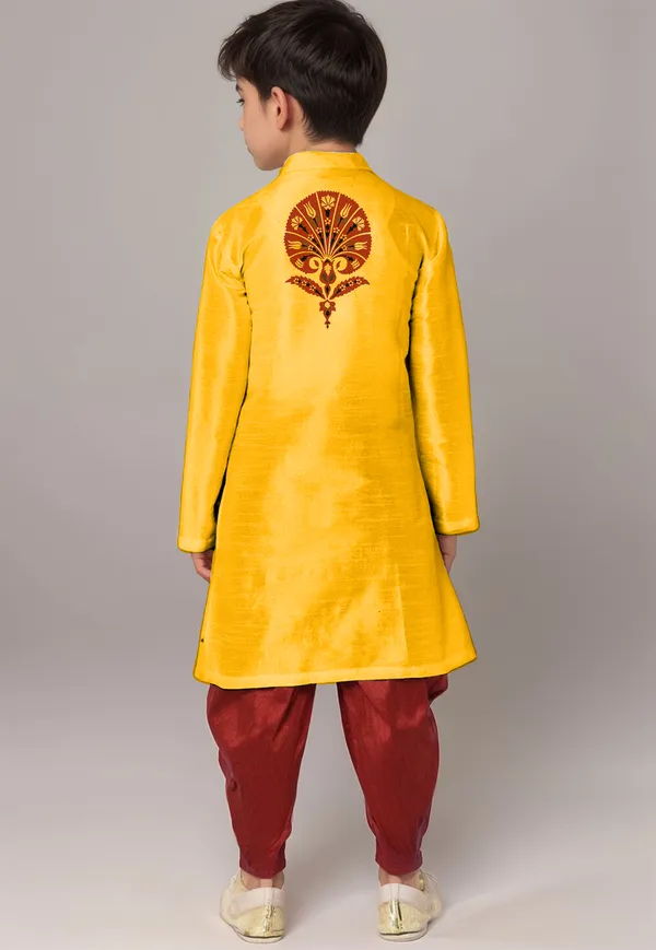 Boys_CottonPrinted_Yellow_Kurta