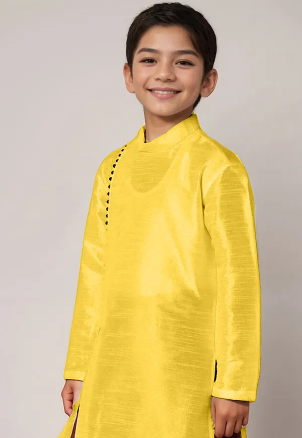 Boys_CottonPrinted_Yellow_Kurta