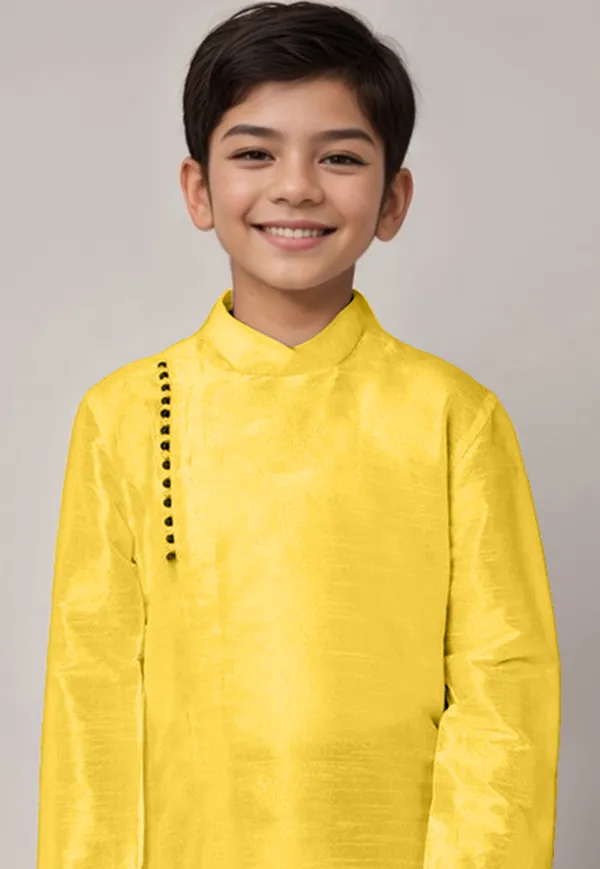 Boys_CottonPrinted_Yellow_Kurta