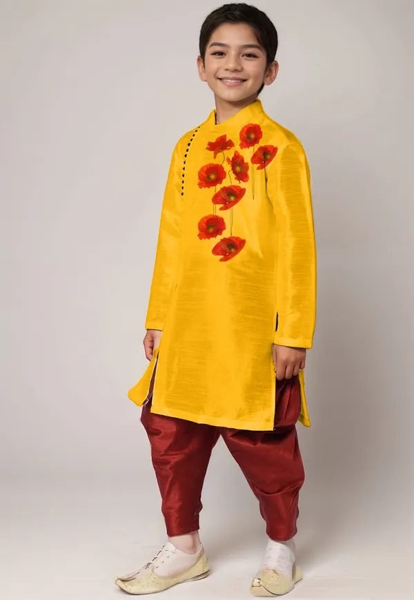 Boys_CottonPrinted_Beige_Kurta
