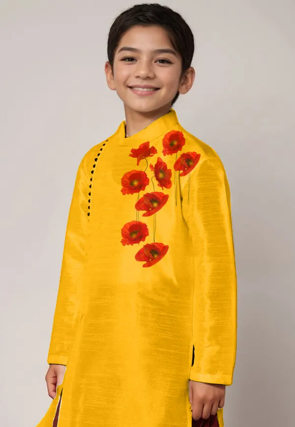 Boys_CottonPrinted_Beige_Kurta