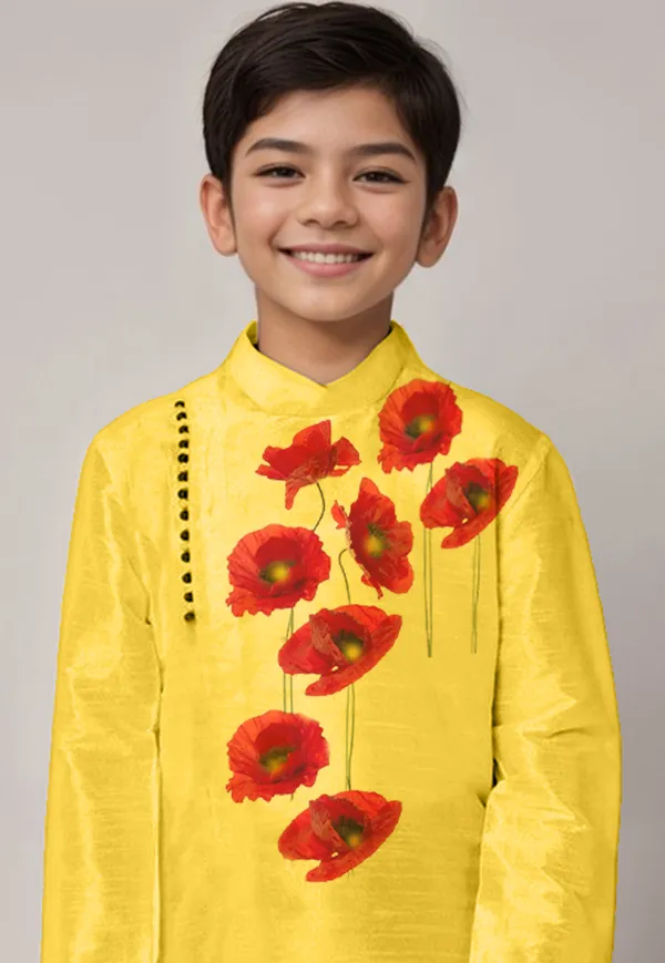 Boys_CottonPrinted_White_Kurta