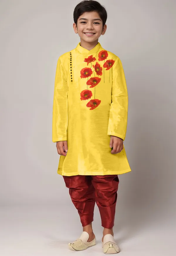 Boys_CottonPrinted_White_Kurta