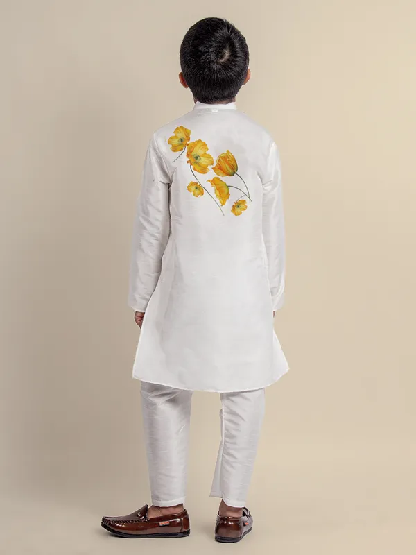 Boys_CottonPrinted_White_Kurta