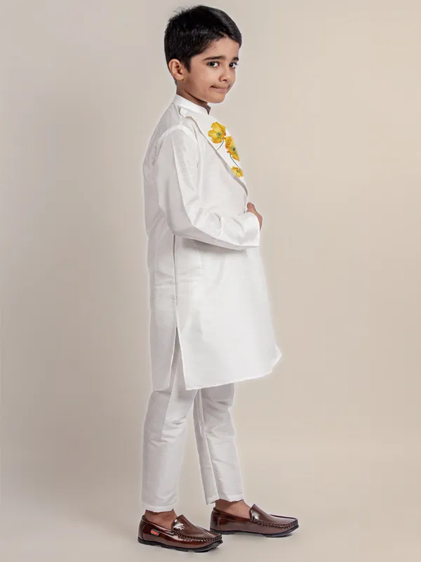 Boys_CottonPrinted_White_Kurta