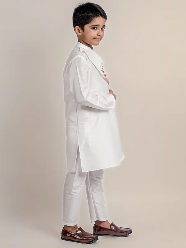 Boys_CottonPrinted_White_Kurta
