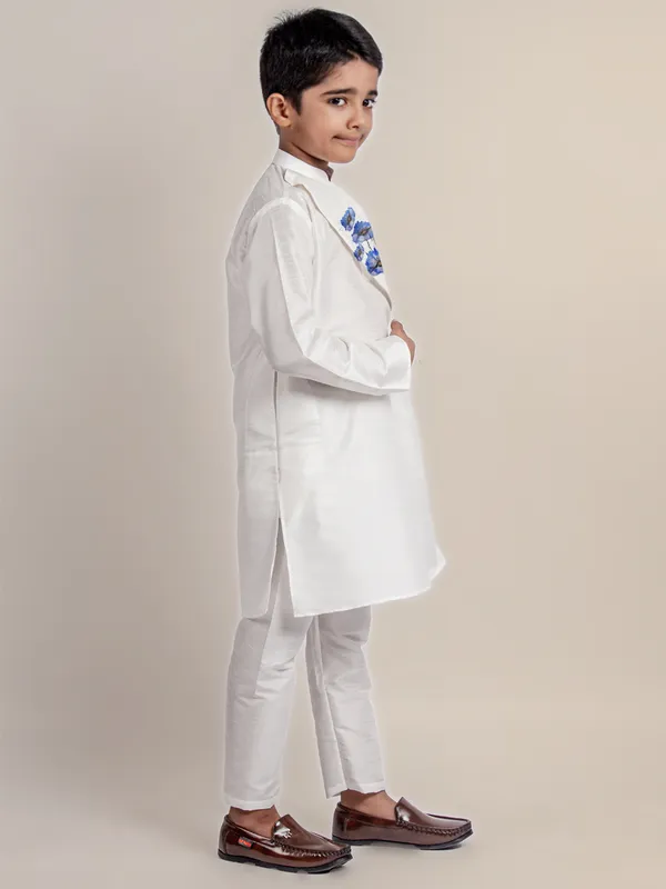 Boys_CottonPrinted_White_Kurta