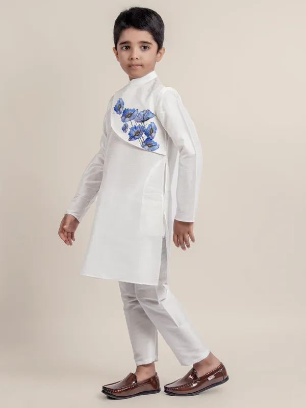 Boys_CottonPrinted_White_Kurta