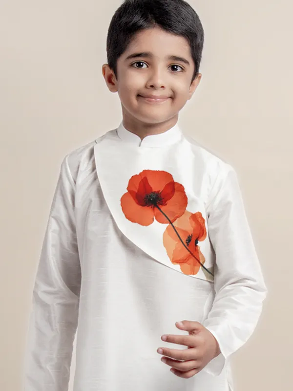 Boys_CottonPrinted_White_Kurta