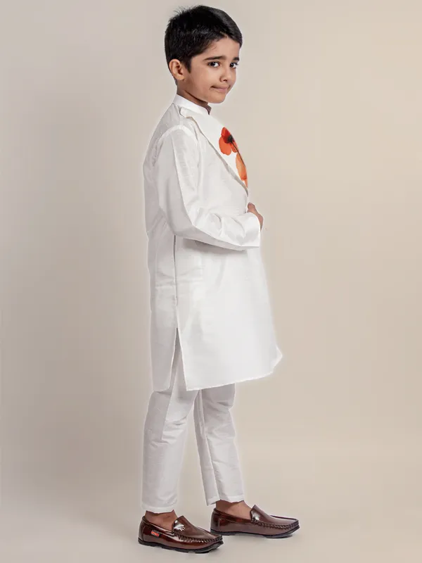 Boys_CottonPrinted_White_Kurta