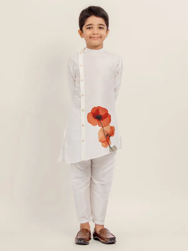 Boys_ArtSilk_Printed_Beige_Kurta