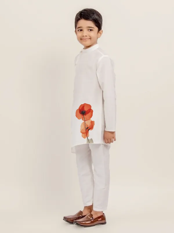 Boys_ArtSilk_Printed_Beige_Kurta