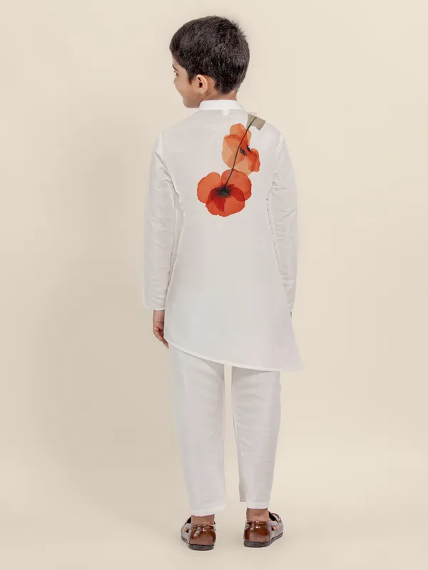 Boys_ArtSilk_Printed_Beige_Kurta