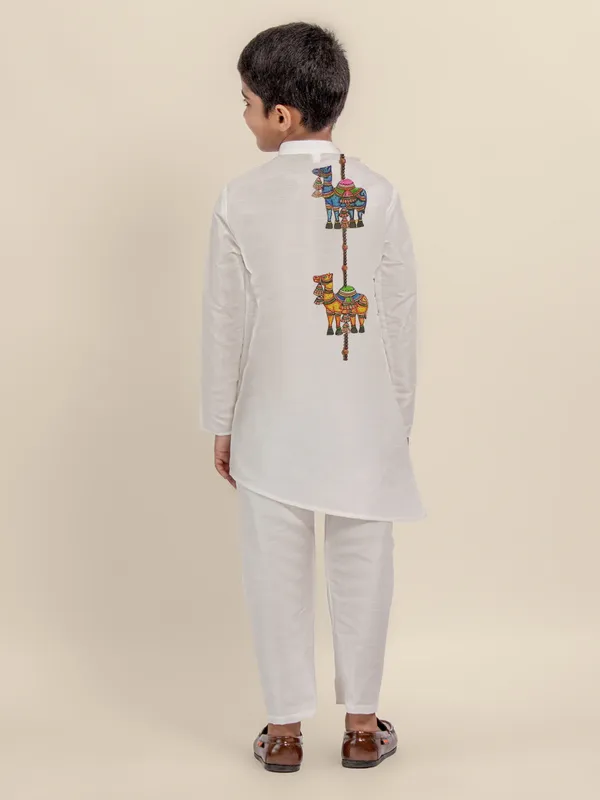 Boys_ArtSilk_Printed_Beige_Kurta