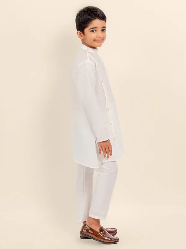 Boys_ArtSilk_Printed_Beige_Kurta