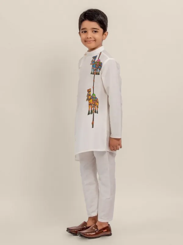 Boys_ArtSilk_Printed_Beige_Kurta