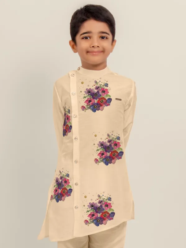 Boys_CottonPrinted_White_Kurta