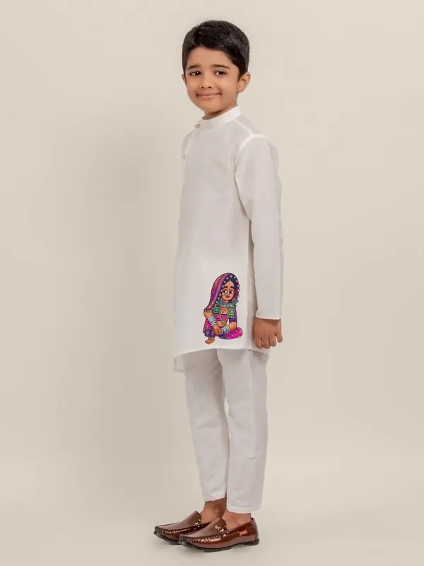 Boys_ArtSilk_Printed_Beige_Kurta
