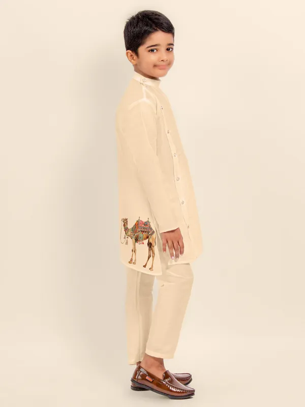 Boys_CottonPrinted_White_Kurta
