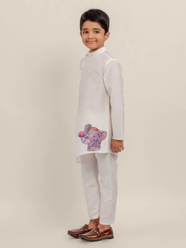 Boys_ArtSilk_Printed_Beige_Kurta