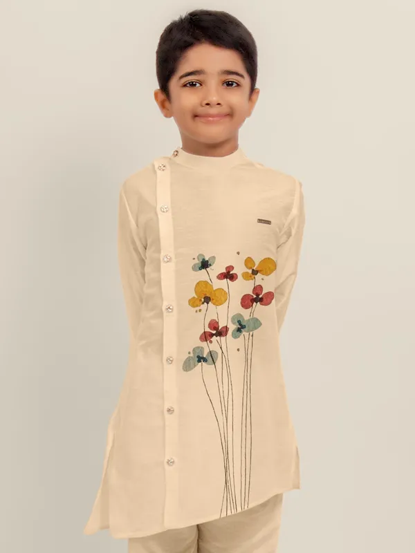 Boys_CottonPrinted_White_Kurta