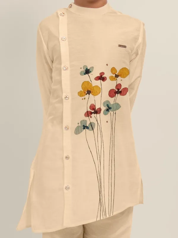 Boys_CottonPrinted_White_Kurta