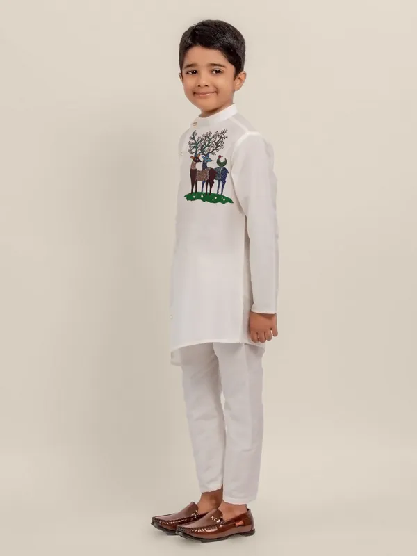 Boys_ArtSilk_Printed_Beige_Kurta