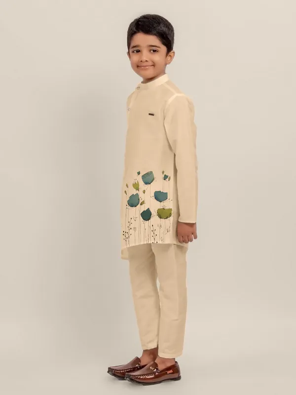 Boys_CottonPrinted_White_Kurta