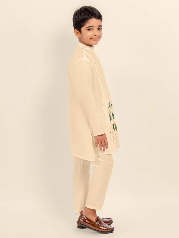 Boys_CottonPrinted_White_Kurta