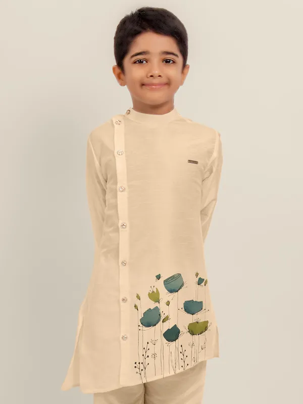 Boys_CottonPrinted_White_Kurta
