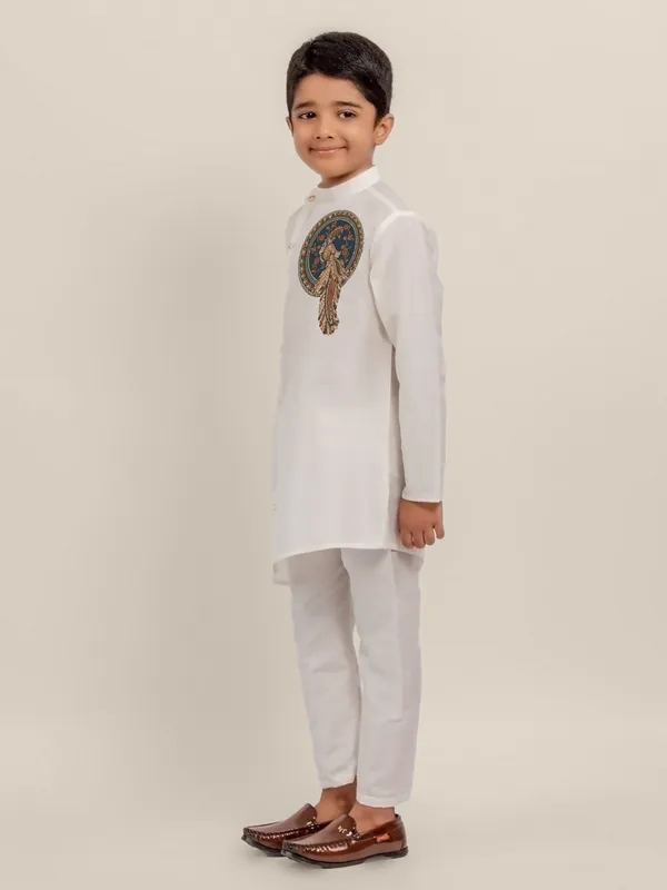 Boys_ArtSilk_Printed_Beige_Kurta