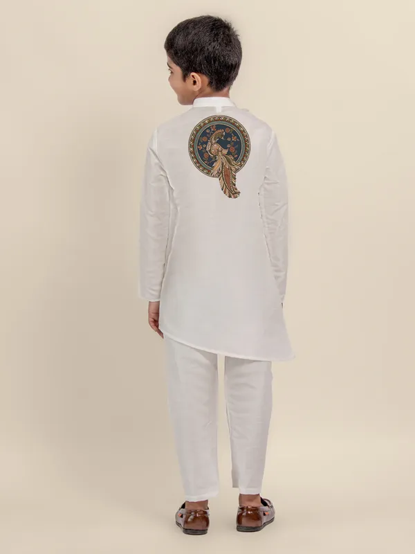 Boys_ArtSilk_Printed_Beige_Kurta