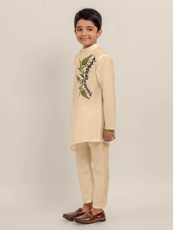 Boys_CottonPrinted_White_Kurta