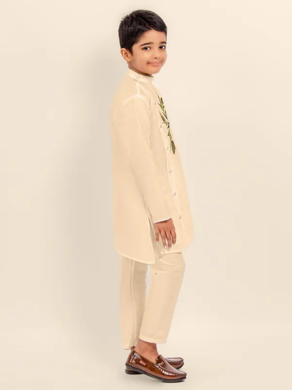 Boys_CottonPrinted_White_Kurta