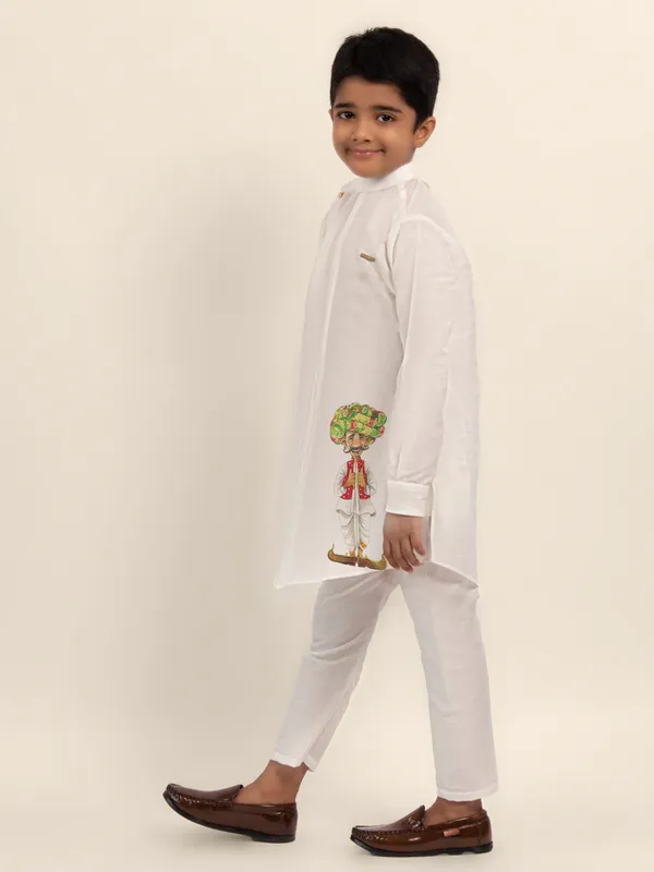 Boys_CottonPrinted_White_Kurta