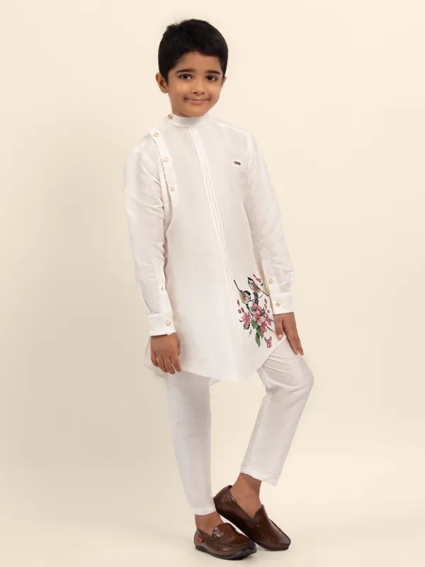Boys_CottonPrinted_White_Kurta
