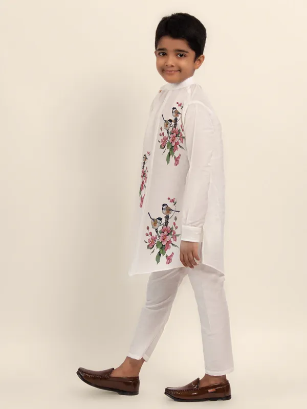 Boys_CottonPrinted_White_Kurta