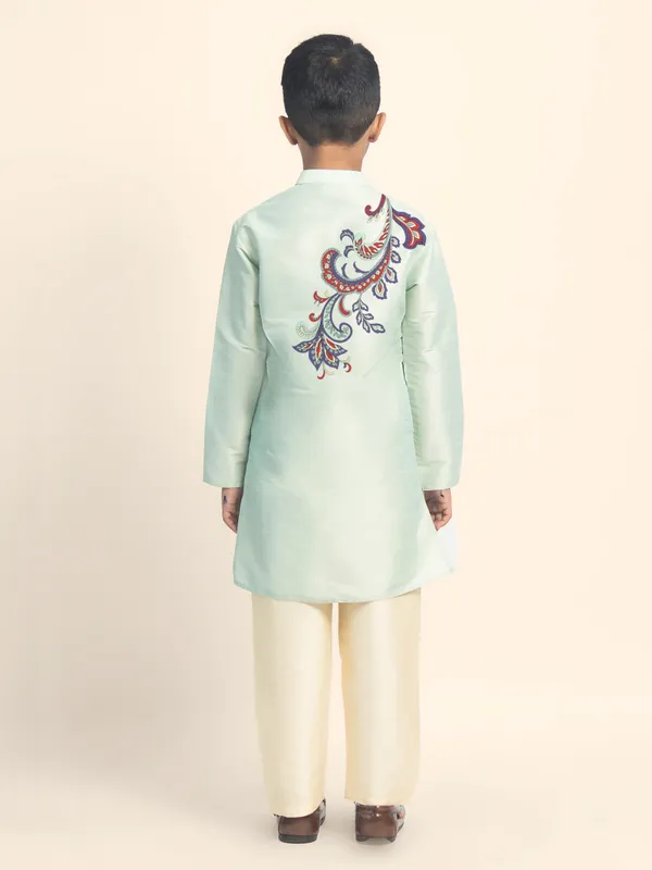 Boys_CottonPrinted_Green_Kurta